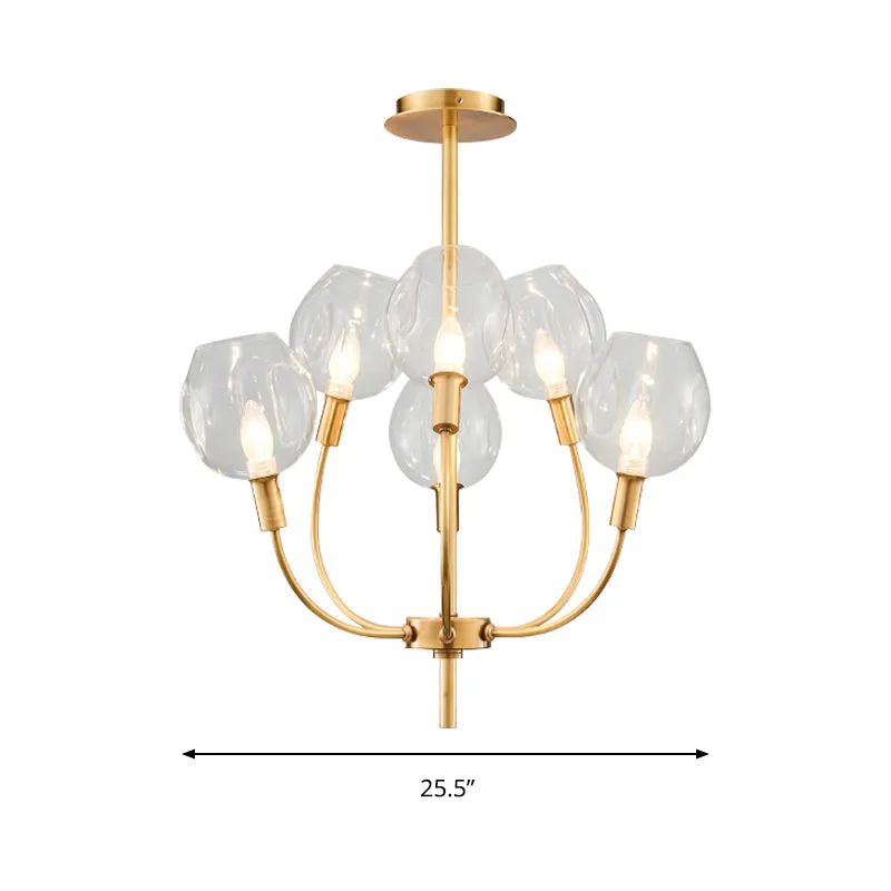 Contemporary Glass Pendant Light with Gold Finish for Restaurant and Foyer
