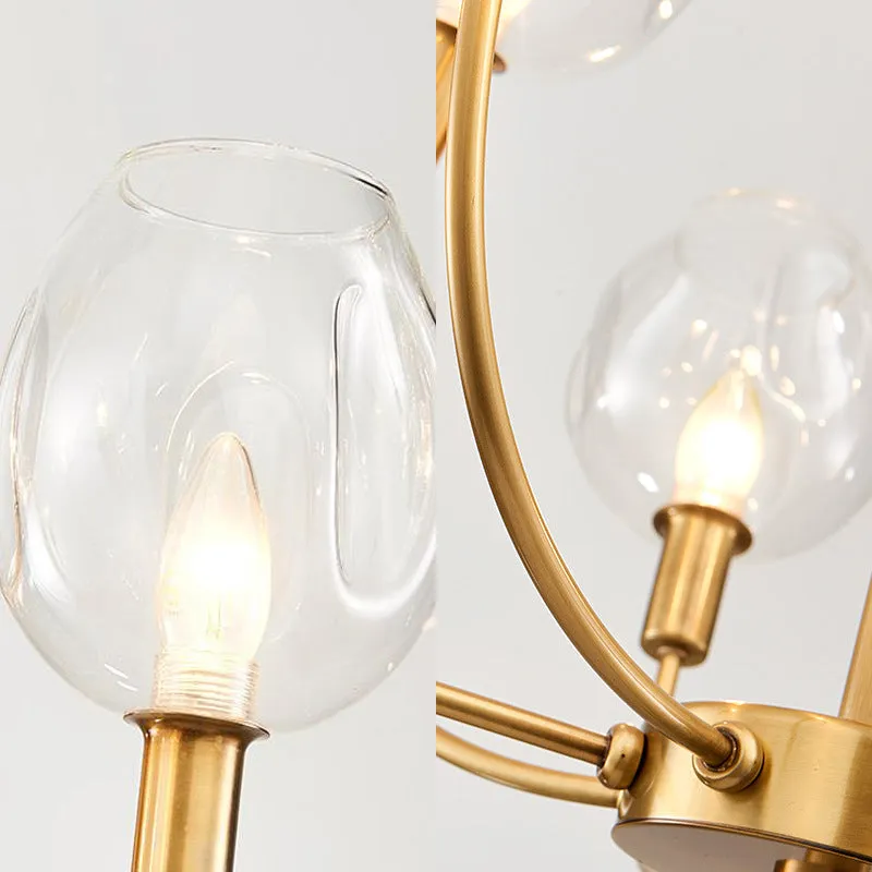 Contemporary Glass Pendant Light with Gold Finish for Restaurant and Foyer