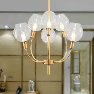 Contemporary Glass Pendant Light with Gold Finish for Restaurant and Foyer