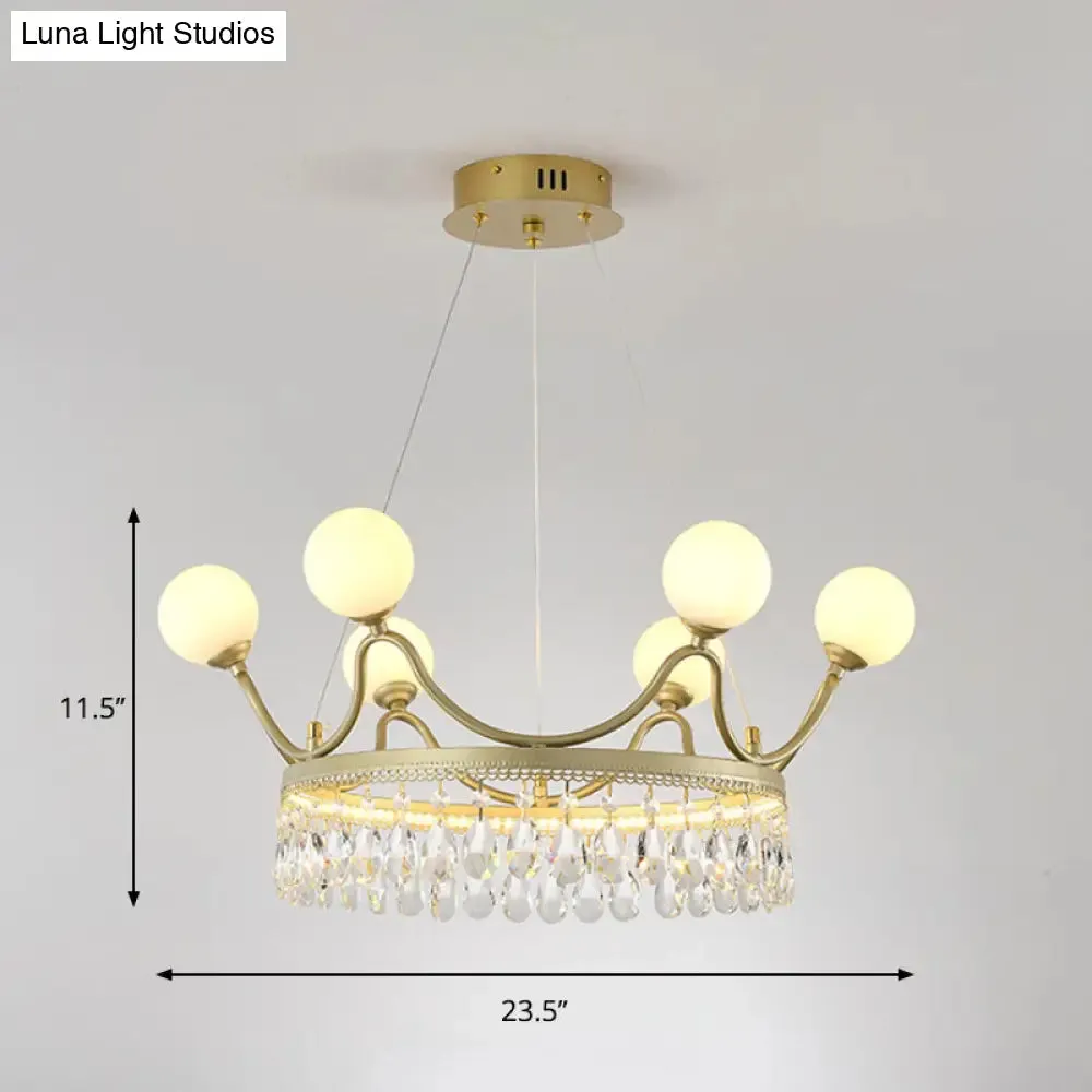 Contemporary Gold Crown Crystal Chandelier - 6/8-Light Suspended Lighting Fixture