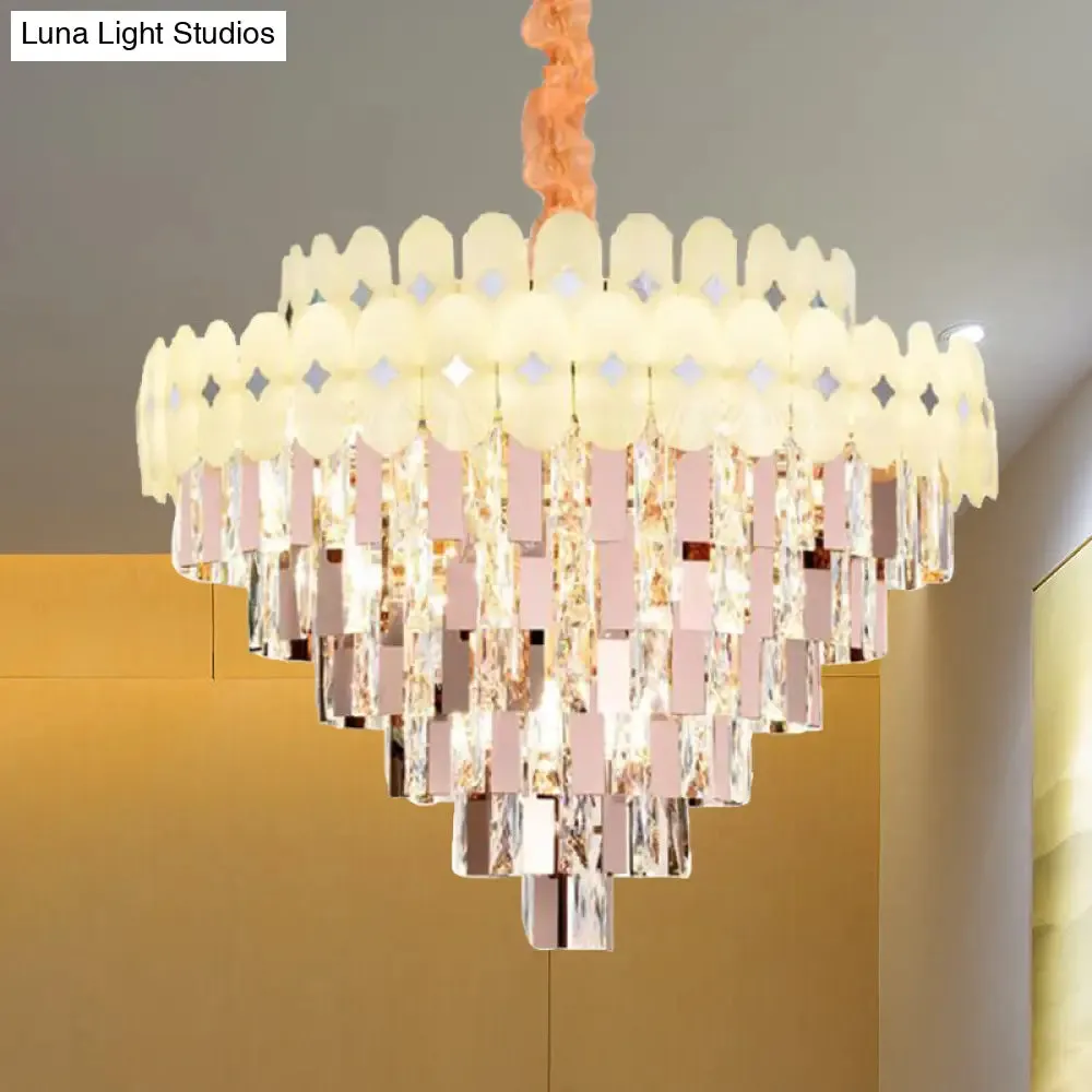 Contemporary Layered Ceiling Chandelier - Clear Crystal, 12/16/22 Lights, Ideal for Living Room Down Lighting
