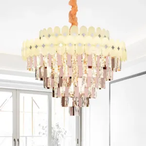Contemporary Layered Ceiling Chandelier - Clear Crystal, 12/16/22 Lights, Ideal for Living Room Down Lighting