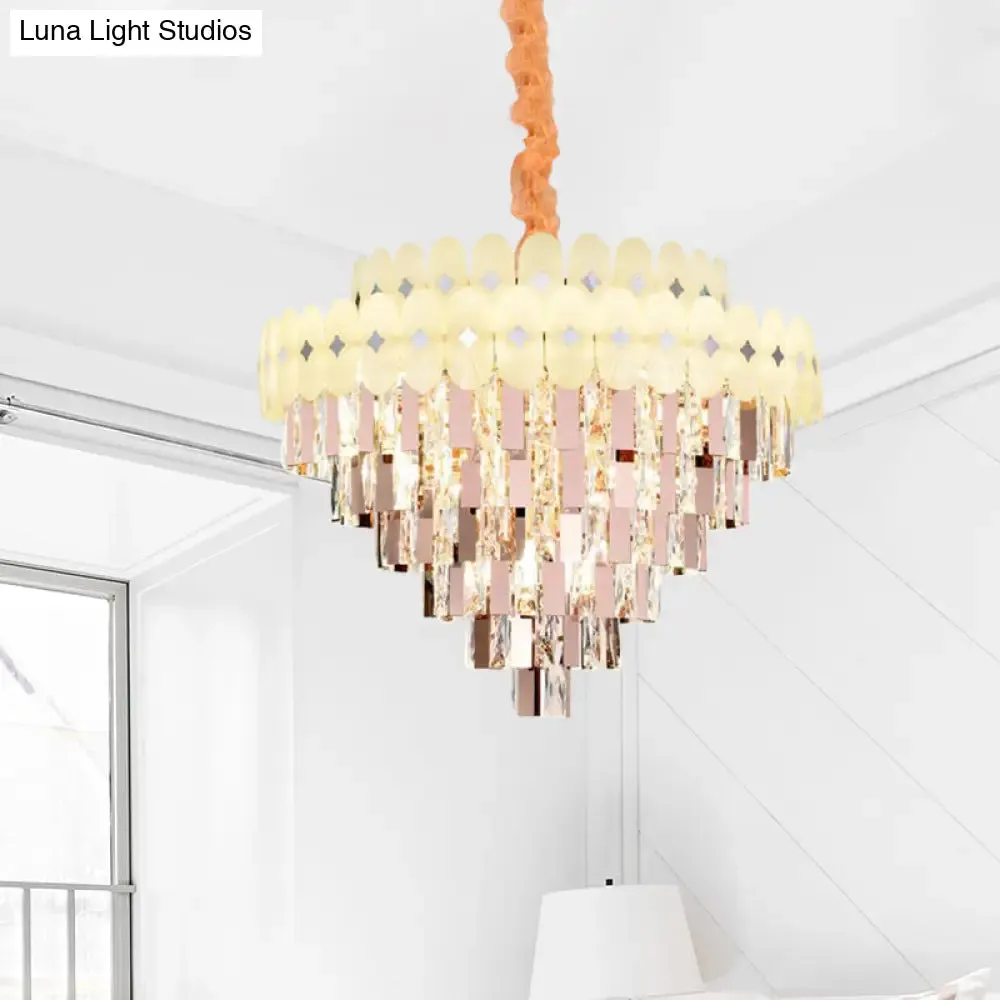 Contemporary Layered Ceiling Chandelier - Clear Crystal, 12/16/22 Lights, Ideal for Living Room Down Lighting