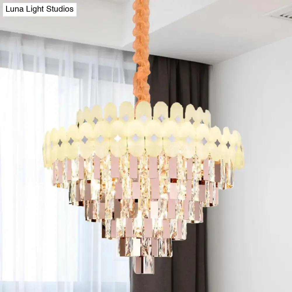 Contemporary Layered Ceiling Chandelier - Clear Crystal, 12/16/22 Lights, Ideal for Living Room Down Lighting
