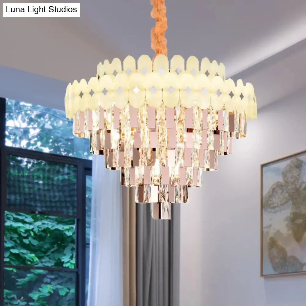 Contemporary Layered Ceiling Chandelier - Clear Crystal, 12/16/22 Lights, Ideal for Living Room Down Lighting
