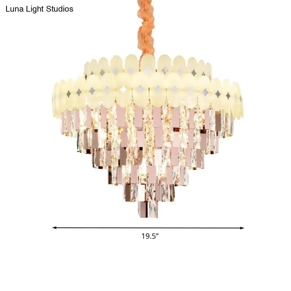 Contemporary Layered Ceiling Chandelier - Clear Crystal, 12/16/22 Lights, Ideal for Living Room Down Lighting
