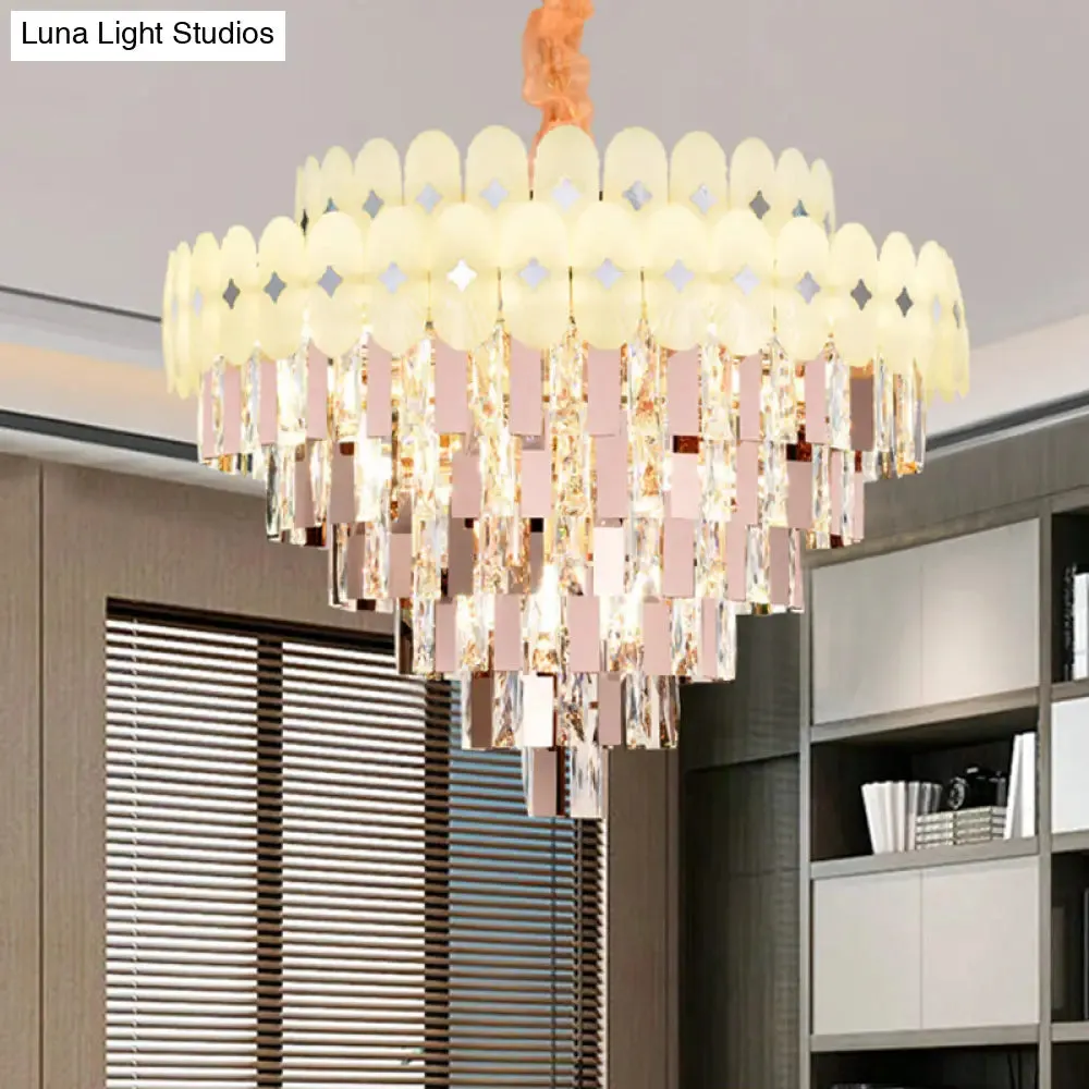 Contemporary Layered Ceiling Chandelier - Clear Crystal, 12/16/22 Lights, Ideal for Living Room Down Lighting