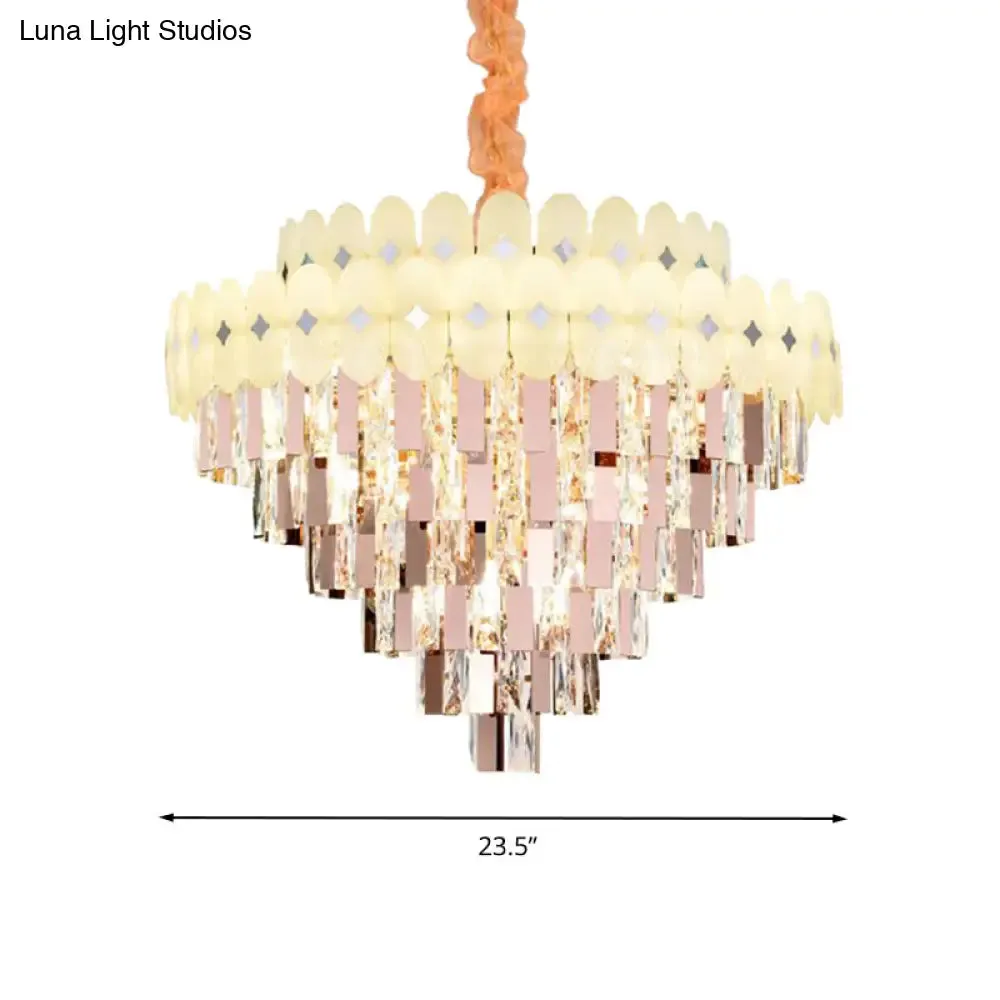 Contemporary Layered Ceiling Chandelier - Clear Crystal, 12/16/22 Lights, Ideal for Living Room Down Lighting
