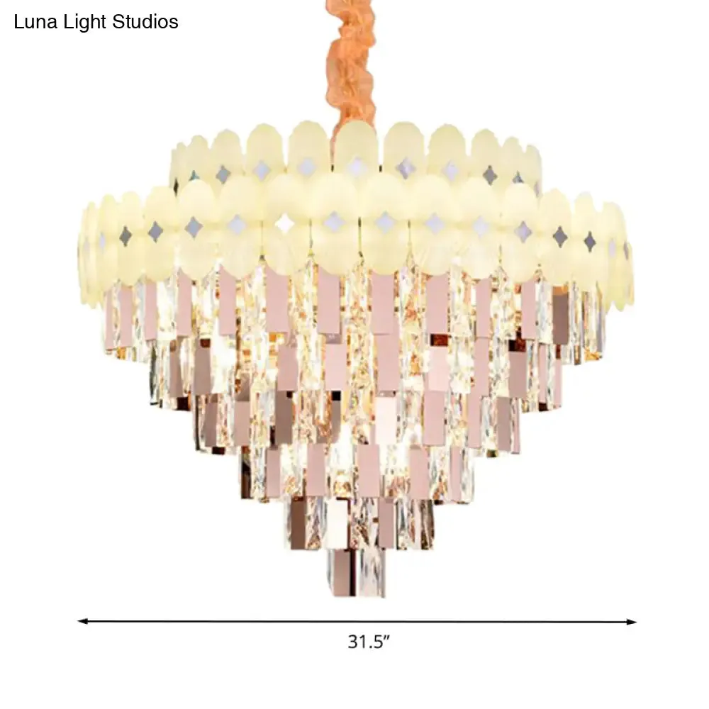 Contemporary Layered Ceiling Chandelier - Clear Crystal, 12/16/22 Lights, Ideal for Living Room Down Lighting
