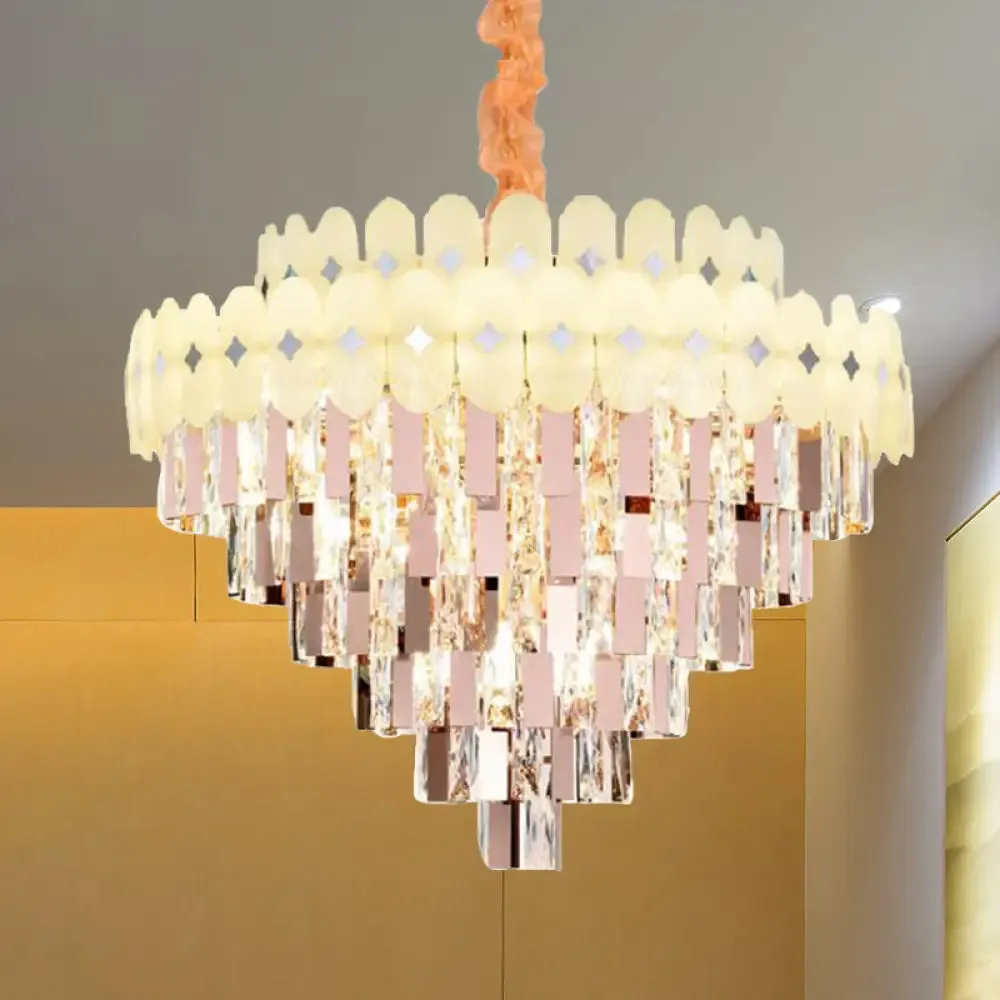 Contemporary Layered Ceiling Chandelier - Clear Crystal, 12/16/22 Lights, Ideal for Living Room Down Lighting