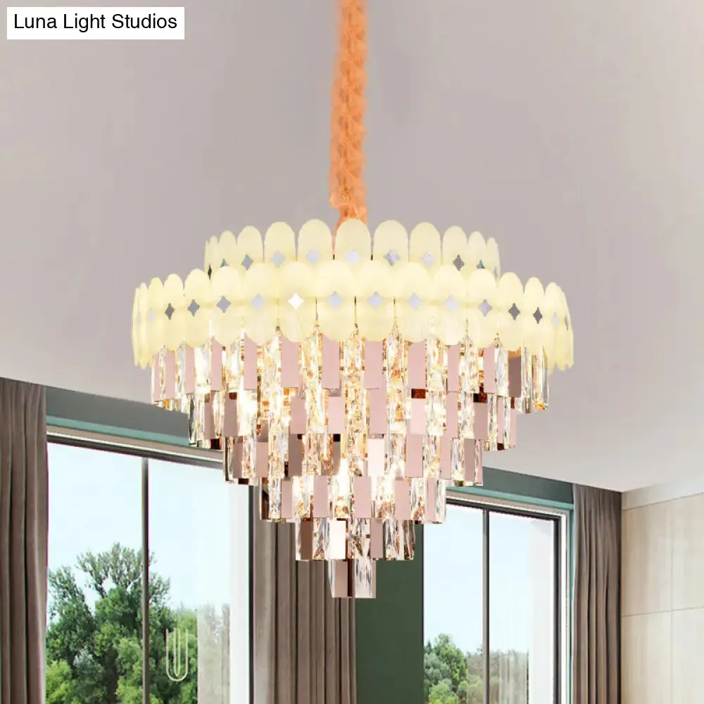 Contemporary Layered Ceiling Chandelier - Clear Crystal, 12/16/22 Lights, Ideal for Living Room Down Lighting