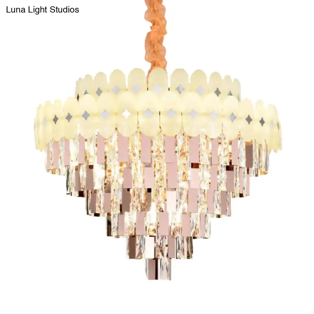 Contemporary Layered Ceiling Chandelier - Clear Crystal, 12/16/22 Lights, Ideal for Living Room Down Lighting