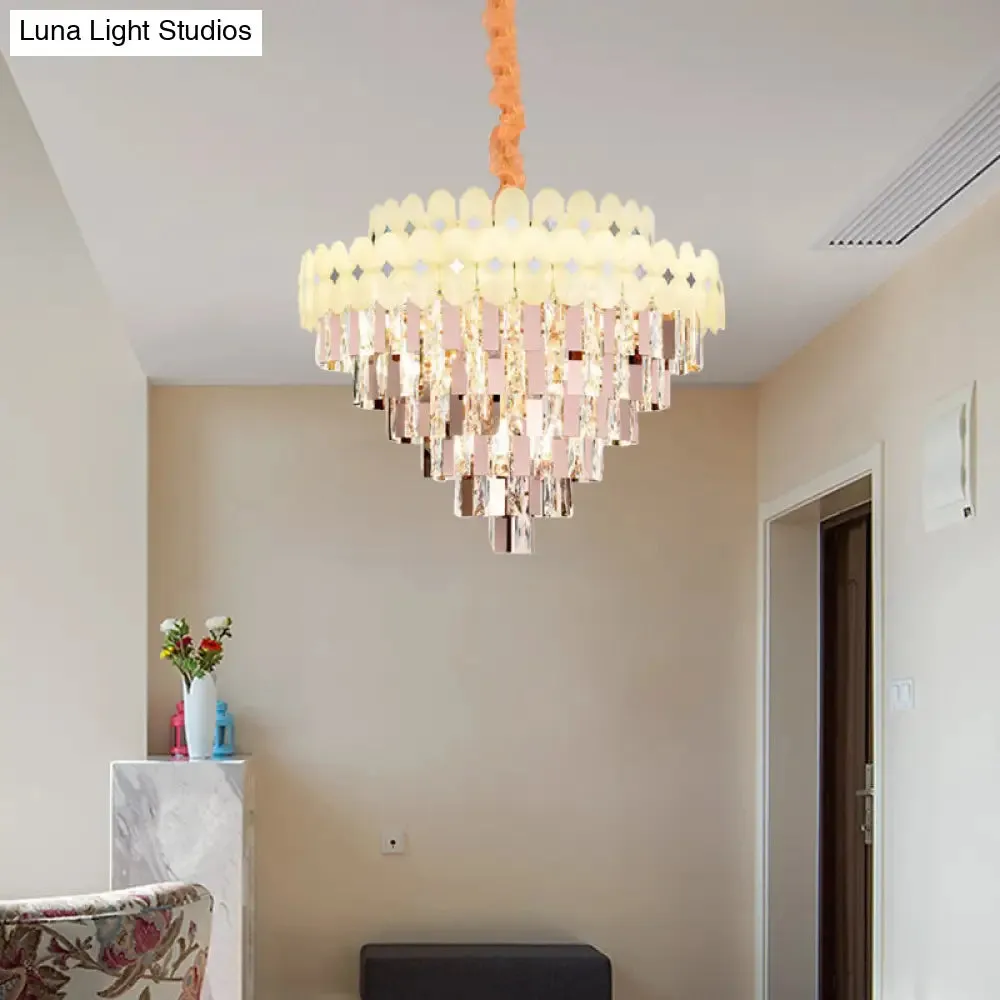 Contemporary Layered Ceiling Chandelier - Clear Crystal, 12/16/22 Lights, Ideal for Living Room Down Lighting