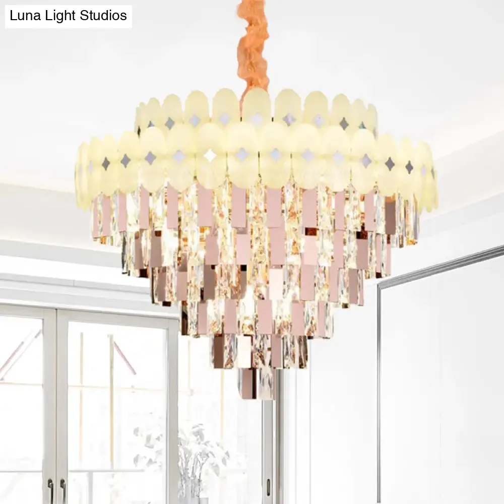 Contemporary Layered Ceiling Chandelier - Clear Crystal, 12/16/22 Lights, Ideal for Living Room Down Lighting