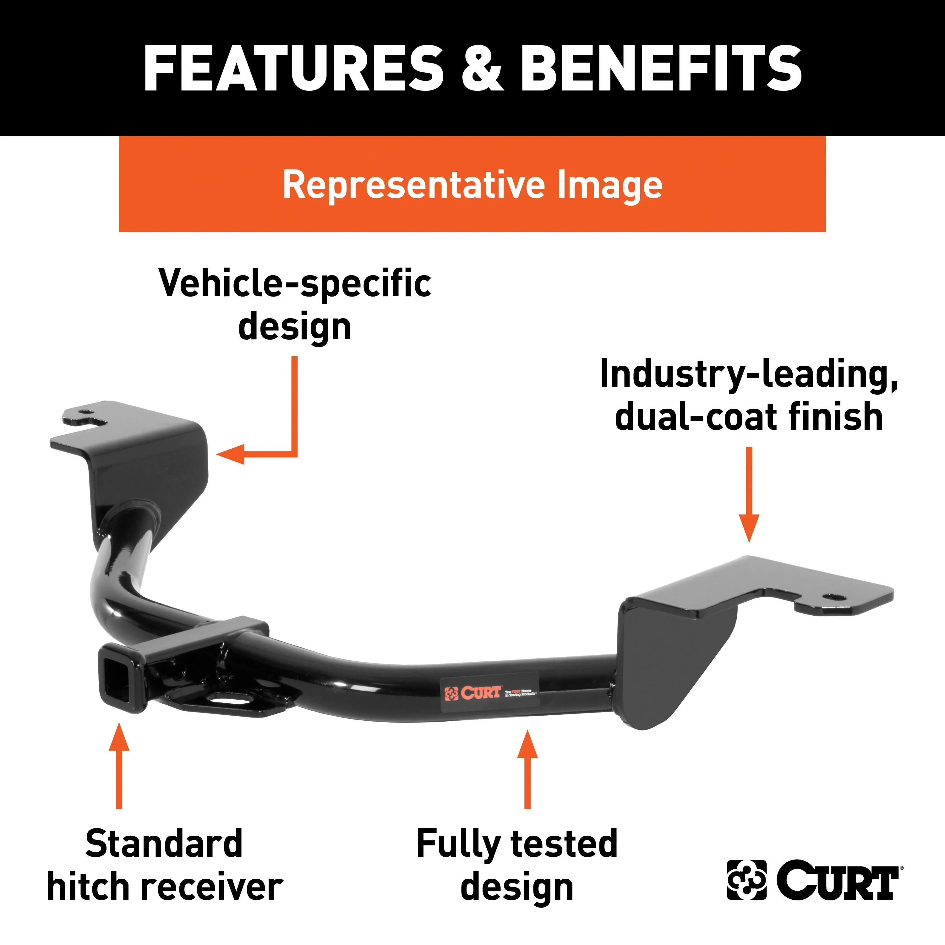 CURT 114493 Class 1 Trailer Hitch; 1-1/4in. Ball Mount; Select Mitsubishi Mirage G4