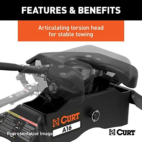 CURT 16043 A16 5th Wheel Hitch, 16,000 lbs, Select Ram 2500, 3500, 8-Foot Bed Puck System