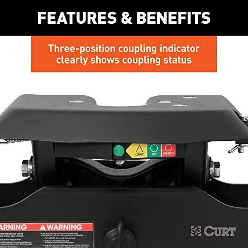 CURT 16043 A16 5th Wheel Hitch, 16,000 lbs, Select Ram 2500, 3500, 8-Foot Bed Puck System