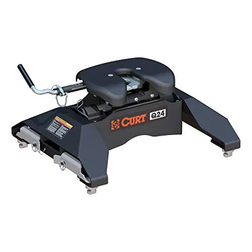 CURT 16067 Q24 5th Wheel Hitch, 24,000 lbs, Select Chevrolet Silverado, GMC Sierra 2500, 3500 HD, 8-Foot Bed Puck System, Black