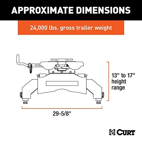 CURT 16067 Q24 5th Wheel Hitch, 24,000 lbs, Select Chevrolet Silverado, GMC Sierra 2500, 3500 HD, 8-Foot Bed Puck System, Black