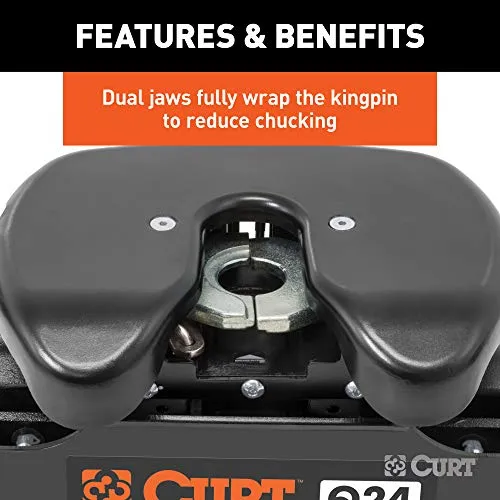 CURT 16067 Q24 5th Wheel Hitch, 24,000 lbs, Select Chevrolet Silverado, GMC Sierra 2500, 3500 HD, 8-Foot Bed Puck System, Black