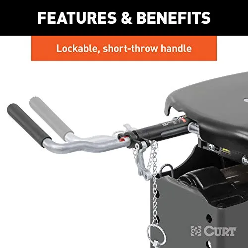CURT 16067 Q24 5th Wheel Hitch, 24,000 lbs, Select Chevrolet Silverado, GMC Sierra 2500, 3500 HD, 8-Foot Bed Puck System, Black