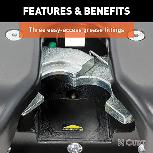 CURT 16067 Q24 5th Wheel Hitch, 24,000 lbs, Select Chevrolet Silverado, GMC Sierra 2500, 3500 HD, 8-Foot Bed Puck System, Black