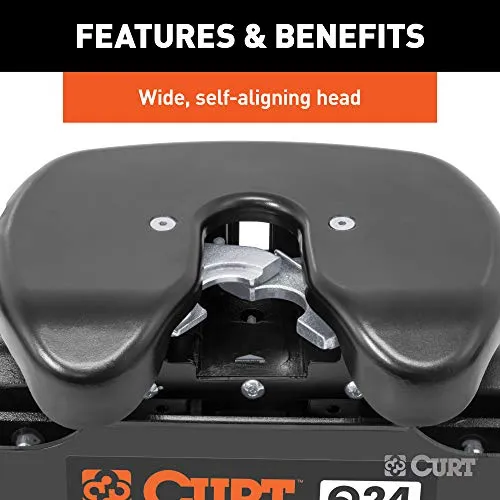 CURT 16067 Q24 5th Wheel Hitch, 24,000 lbs, Select Chevrolet Silverado, GMC Sierra 2500, 3500 HD, 8-Foot Bed Puck System, Black