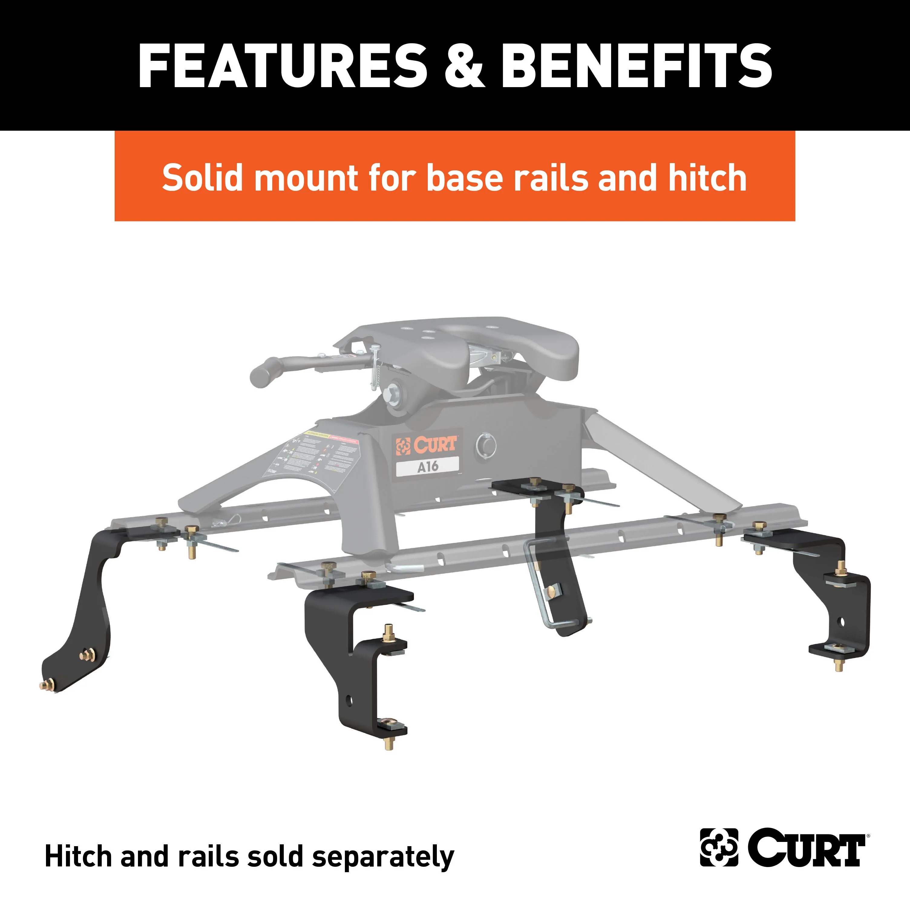 CURT 16422 Custom 5th Wheel Brackets; Select Dodge Ram 1500 (Except Crew Cab)