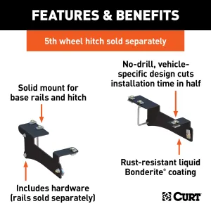 CURT 16429 Custom 5th Wheel Brackets; Select Chevrolet Silverado; GMC Sierra 2500; 3500 HD