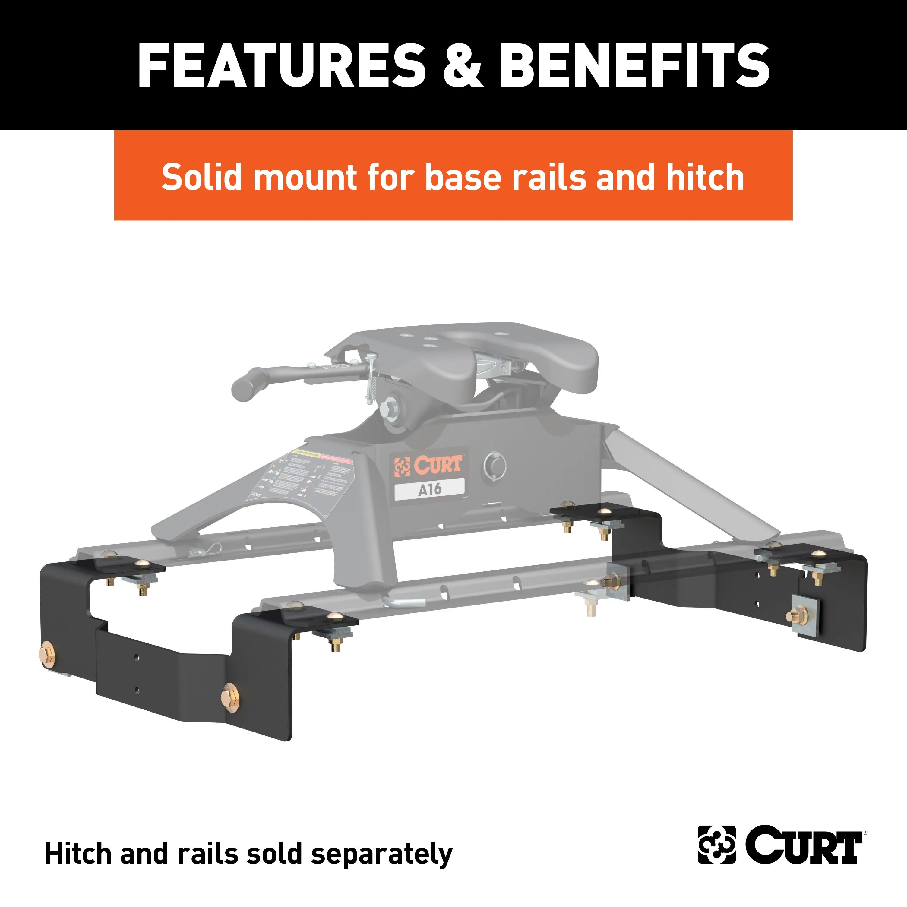 CURT 16465 Custom 5th Wheel Brackets; Select Toyota Tundra; Standard Cab; 8ft. Bed