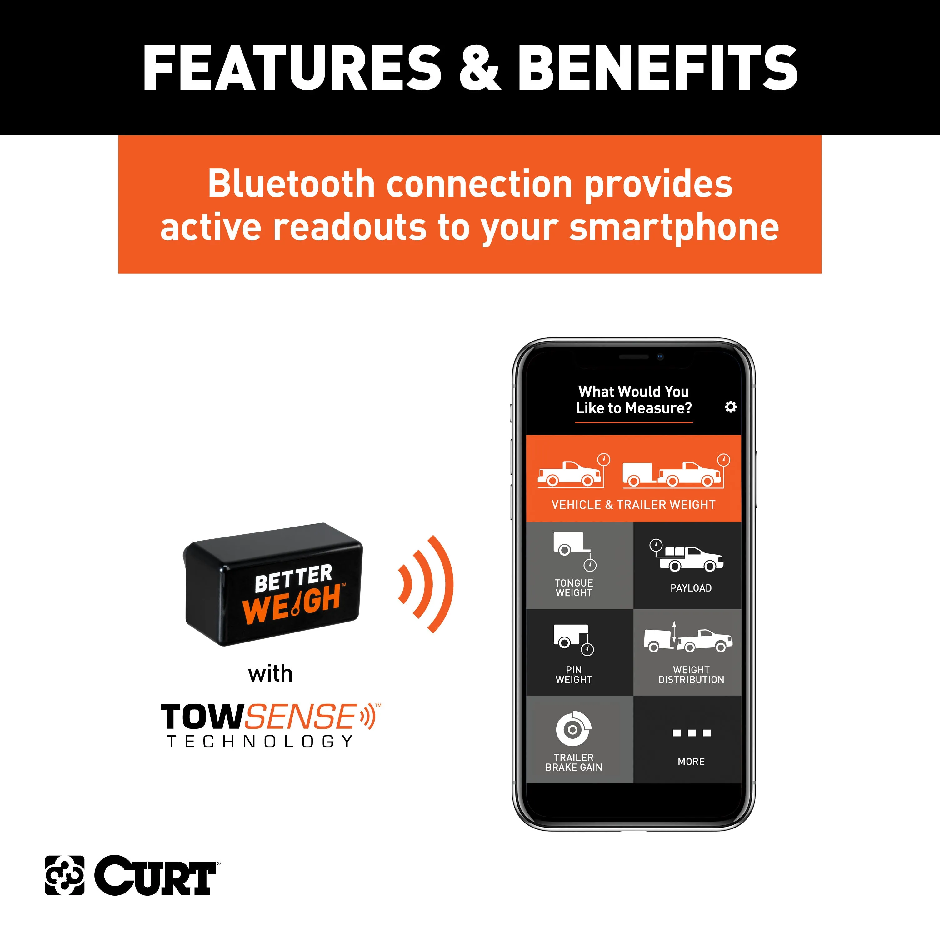 CURT 51701 BetterWeigh Mobile Towing Scale with TowSense Technology (OBD-II)