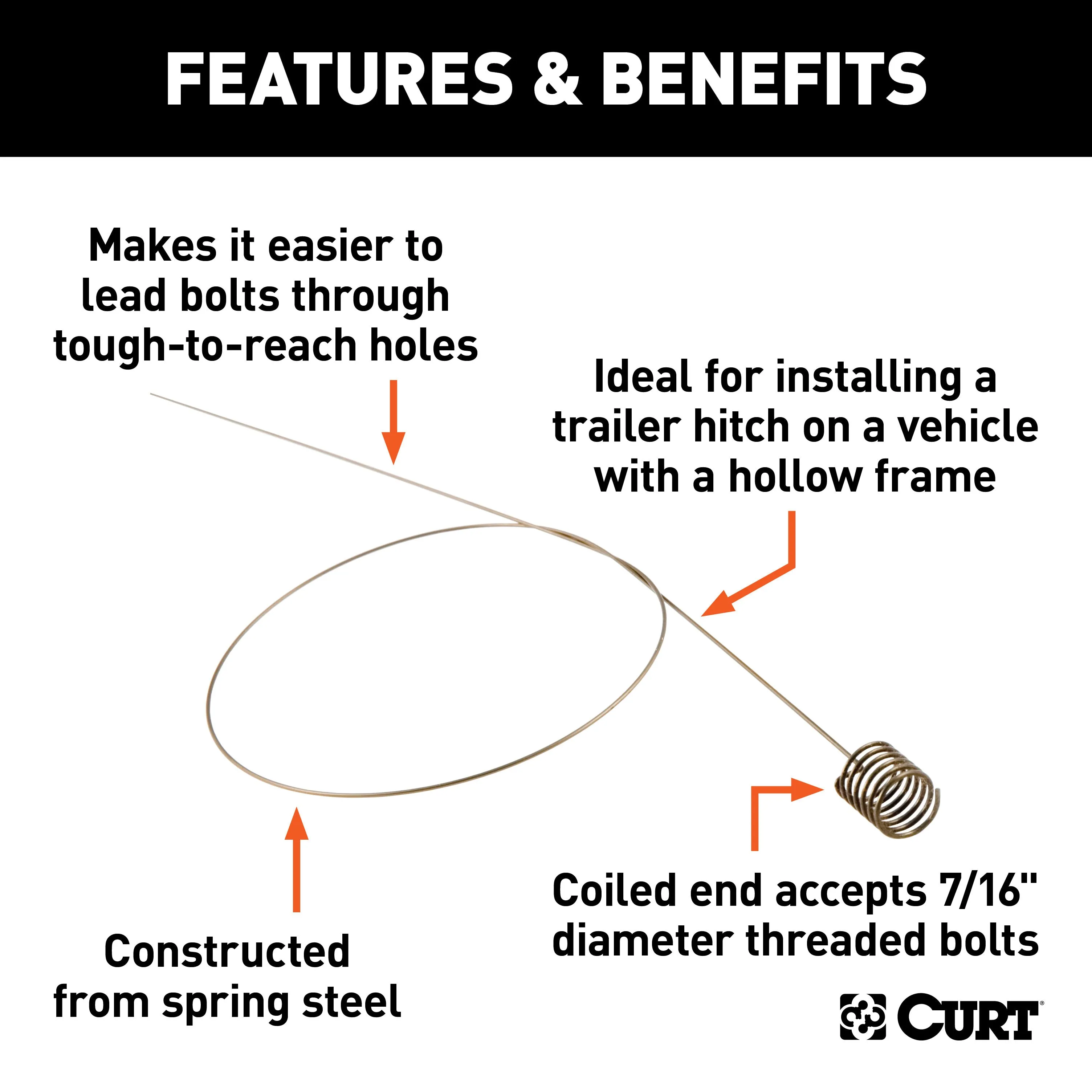 CURT 58410 CURT 58410 18-Inch Trailer Hitch Fish Wire for 7/16-Inch Diameter Bolts
