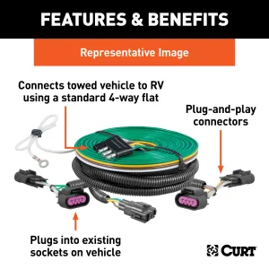 CURT 58916 Custom Towed-Vehicle RV Wiring Harness; Select Dodge; Ram 1500; 2500; 3500