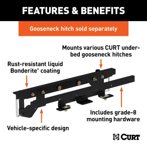 CURT 60658 Double Lock Gooseneck Installation Brackets; Select Ram 1500 with Air Suspension