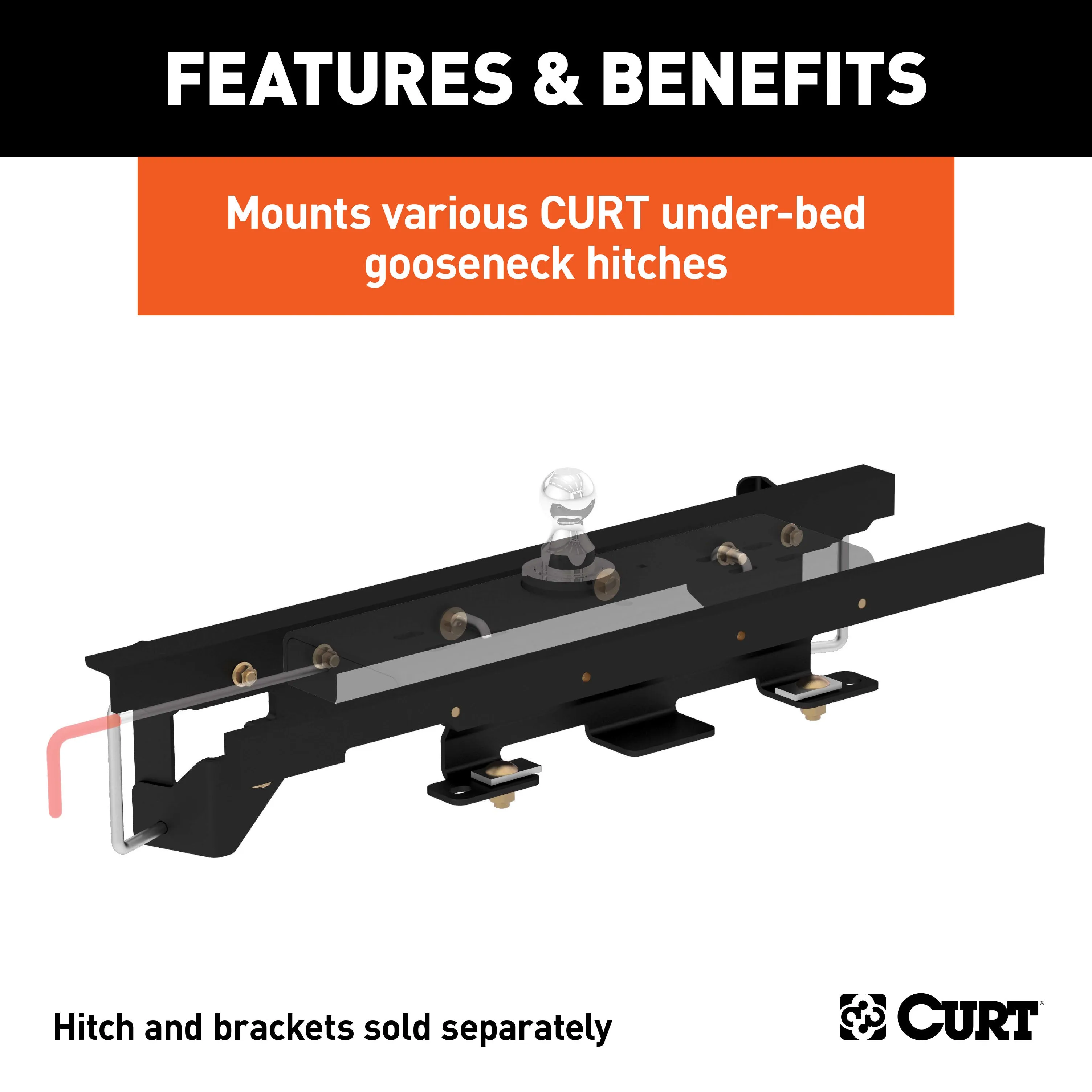 CURT 60658 Double Lock Gooseneck Installation Brackets; Select Ram 1500 with Air Suspension
