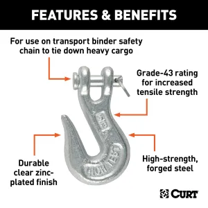 CURT 81340 5/16in. Clevis Grab Hook (3;900 lbs; 7/16in. Pin)