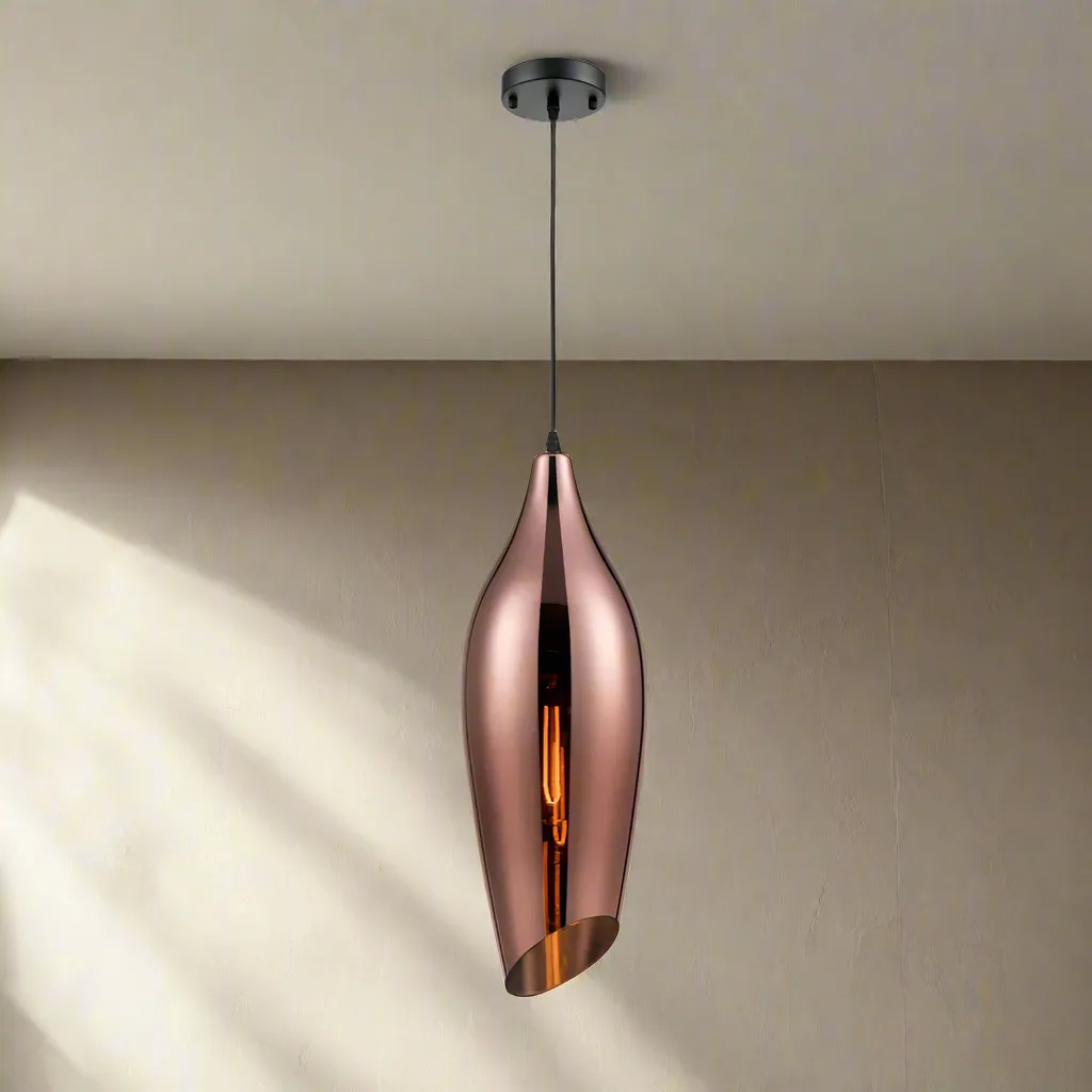 Extra Long Copper Glass Aerial Pendant 58 cm