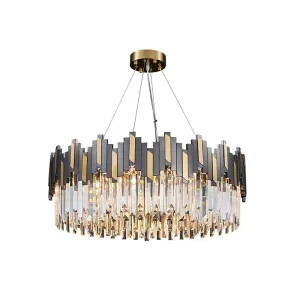 Gold-Black Crystal Chandelier Pendant Light for Simple Living Room Elegance