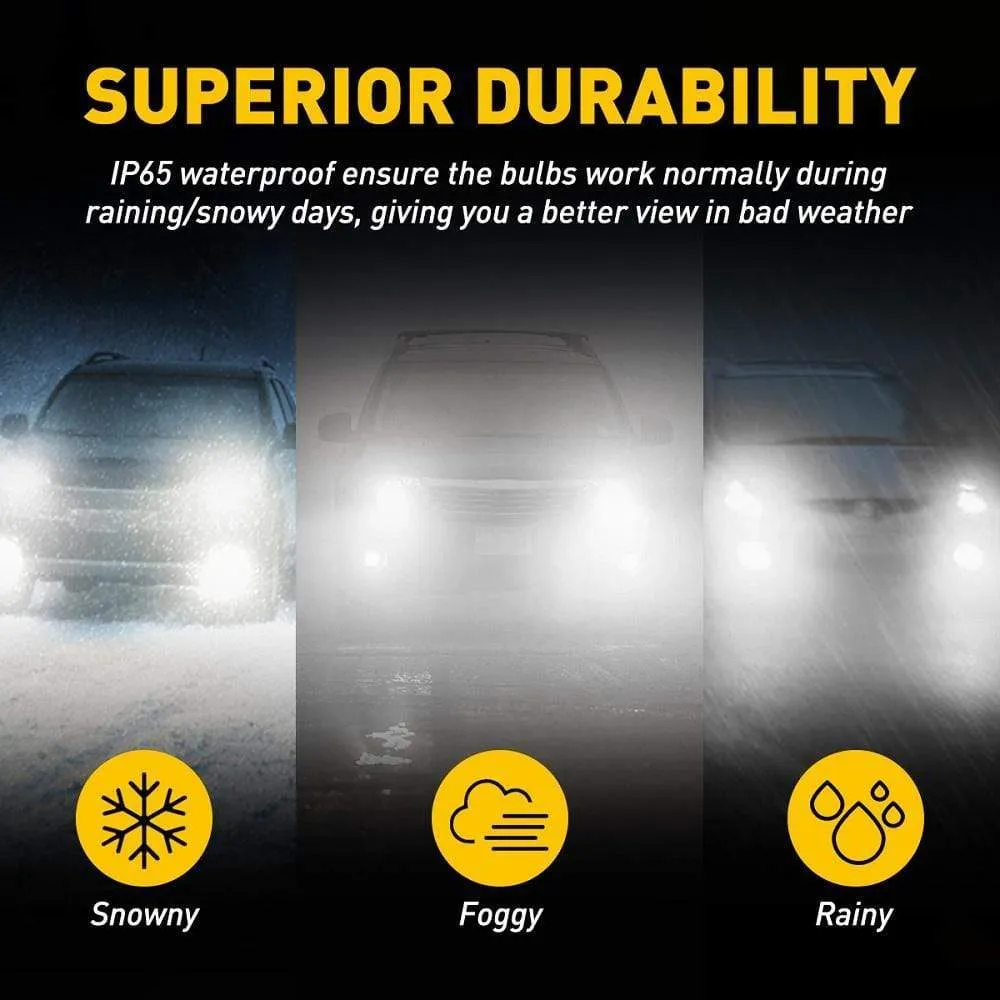 H11 H8 H9 H16 LED Fog Light Bulb Fanless, 6000LM Per Set, 6500K Cool White, CSP LED Chips
