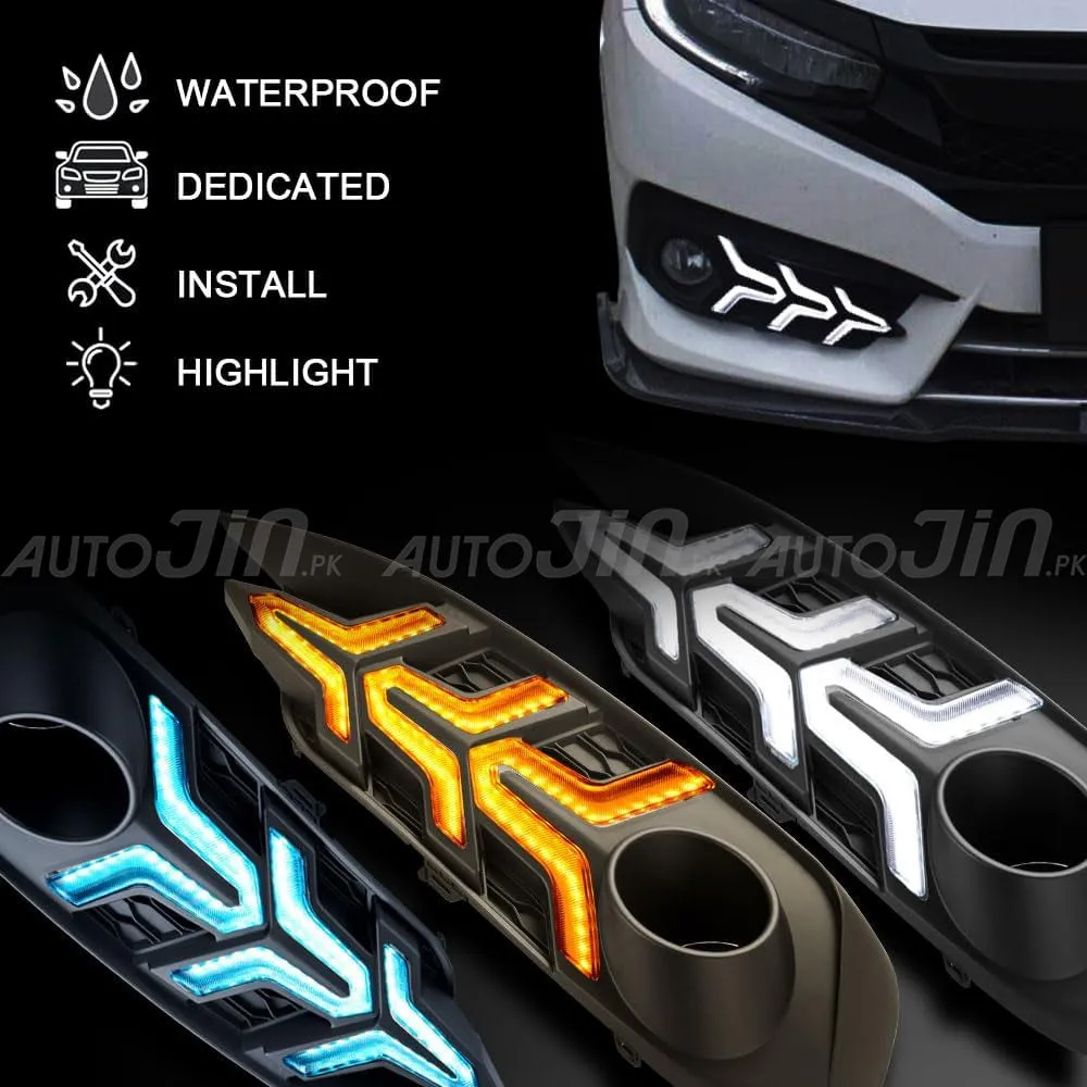 Honda Civic 2016-202Fog Lights DRL Cover V3 Arrow Style version 2