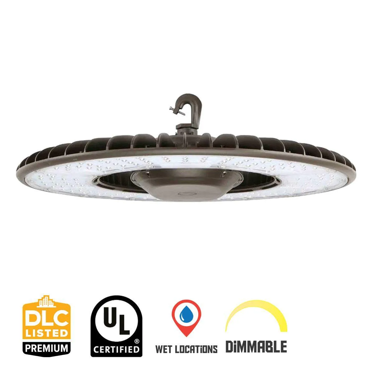 Industrial Round High Bay LED Light, 340 Watts Adjustable, 62000 Lumens, 5000K, 347/480V