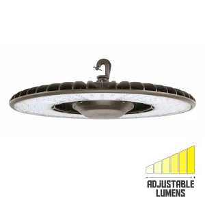Industrial Round High Bay LED Light, 340 Watts Adjustable, 62000 Lumens, 5000K, 347/480V