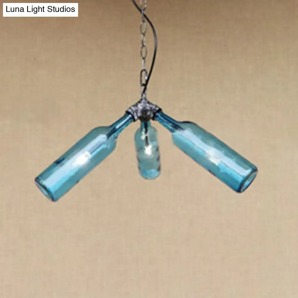 Industrial Rustic 3-Head Hanging Lamp with Pipe Design - Smoke Gray/Clear Glass Chandelier Lighting for Bar