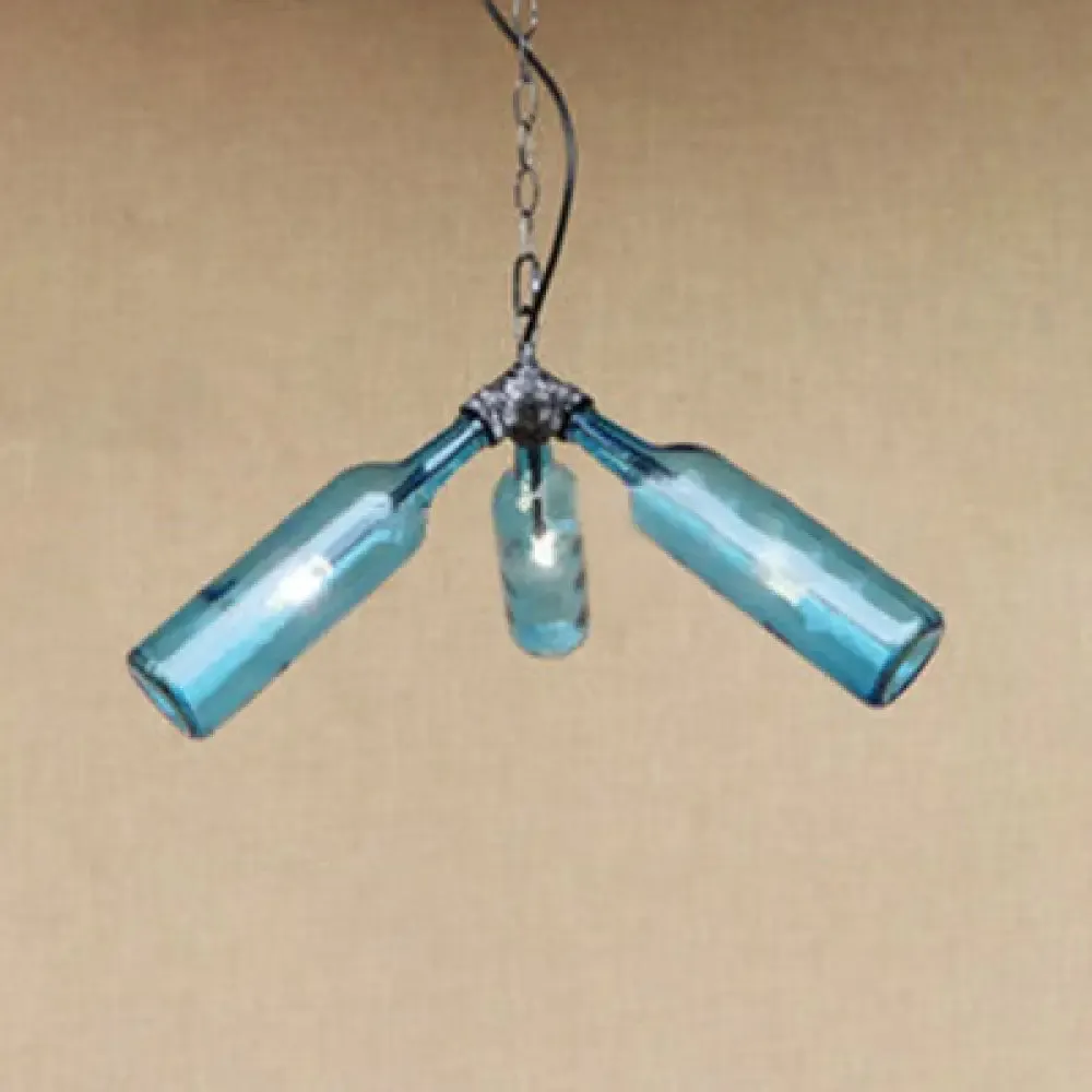Industrial Rustic 3-Head Hanging Lamp with Pipe Design - Smoke Gray/Clear Glass Chandelier Lighting for Bar