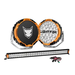 Lightfox 9 inch Osram LED Driving Lights   40 inch Dual Row LED Light Bar   Wiring Kit