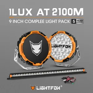 LIGHTFOX Osram 9 inch LED Driving Lights   28 inch Single Row LED Light Bar w/ Wiring Kit