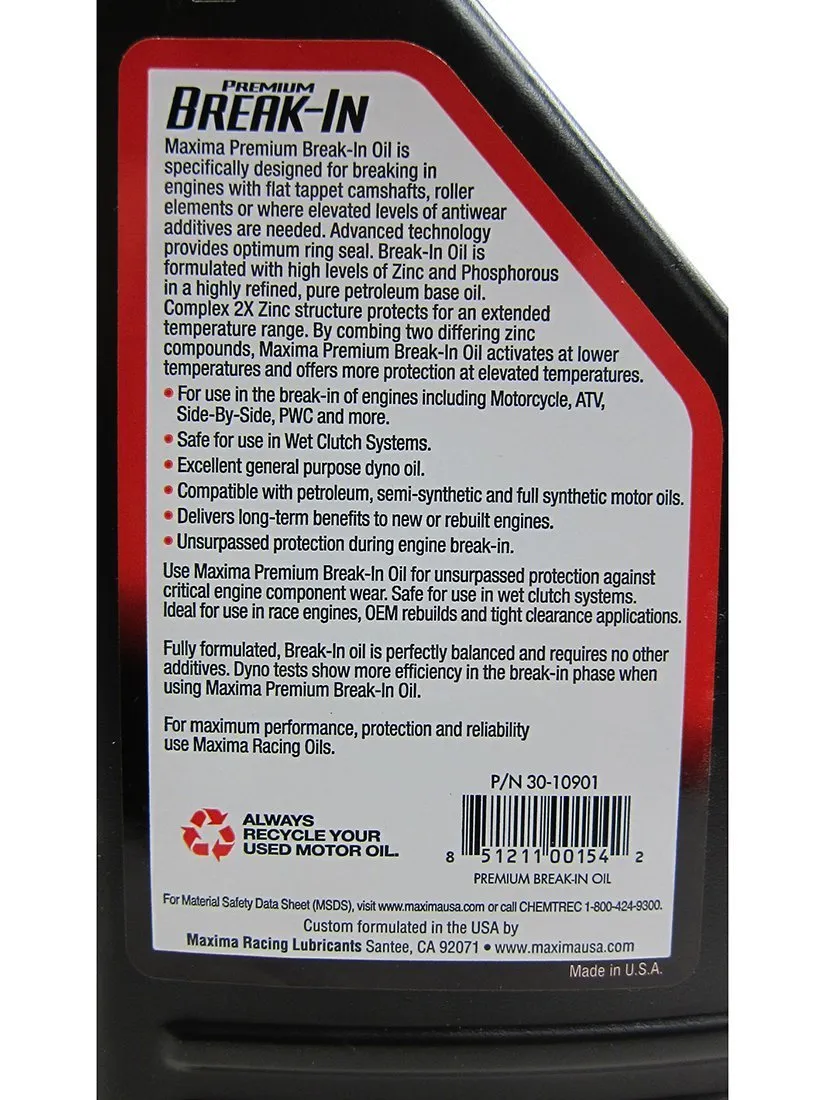 Maxima Scooter Premium 4-Stroke Petrolium 10w30 Break-In Oil 1 Liter