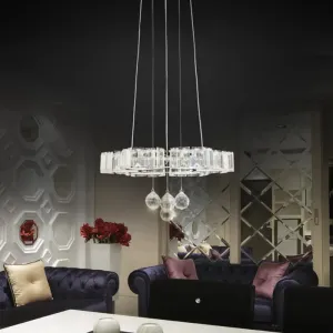 Minimalist Chrome LED Crystal Chandelier - Elegant Floral Dining Room Hanging Lamp