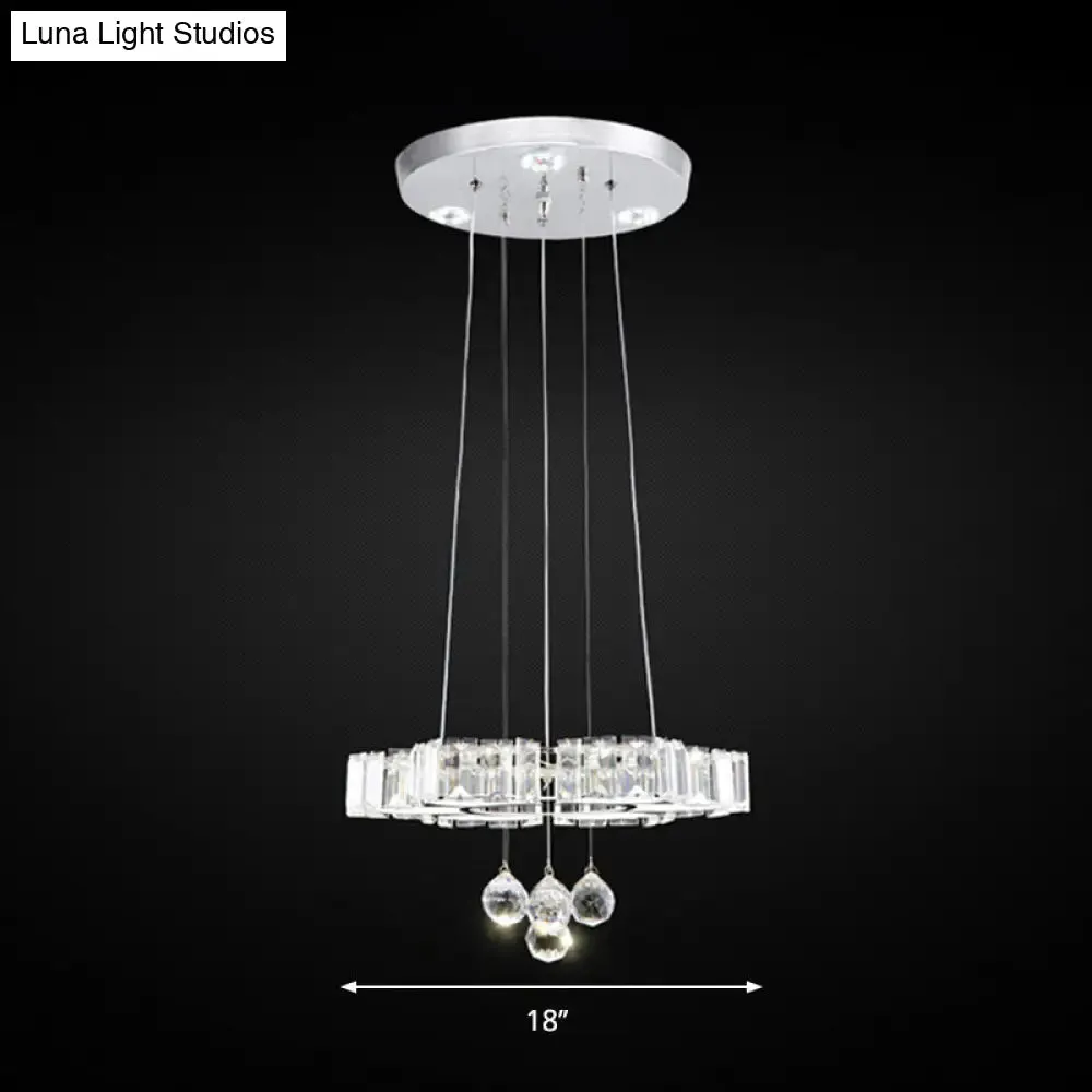 Minimalist Chrome LED Crystal Chandelier - Elegant Floral Dining Room Hanging Lamp