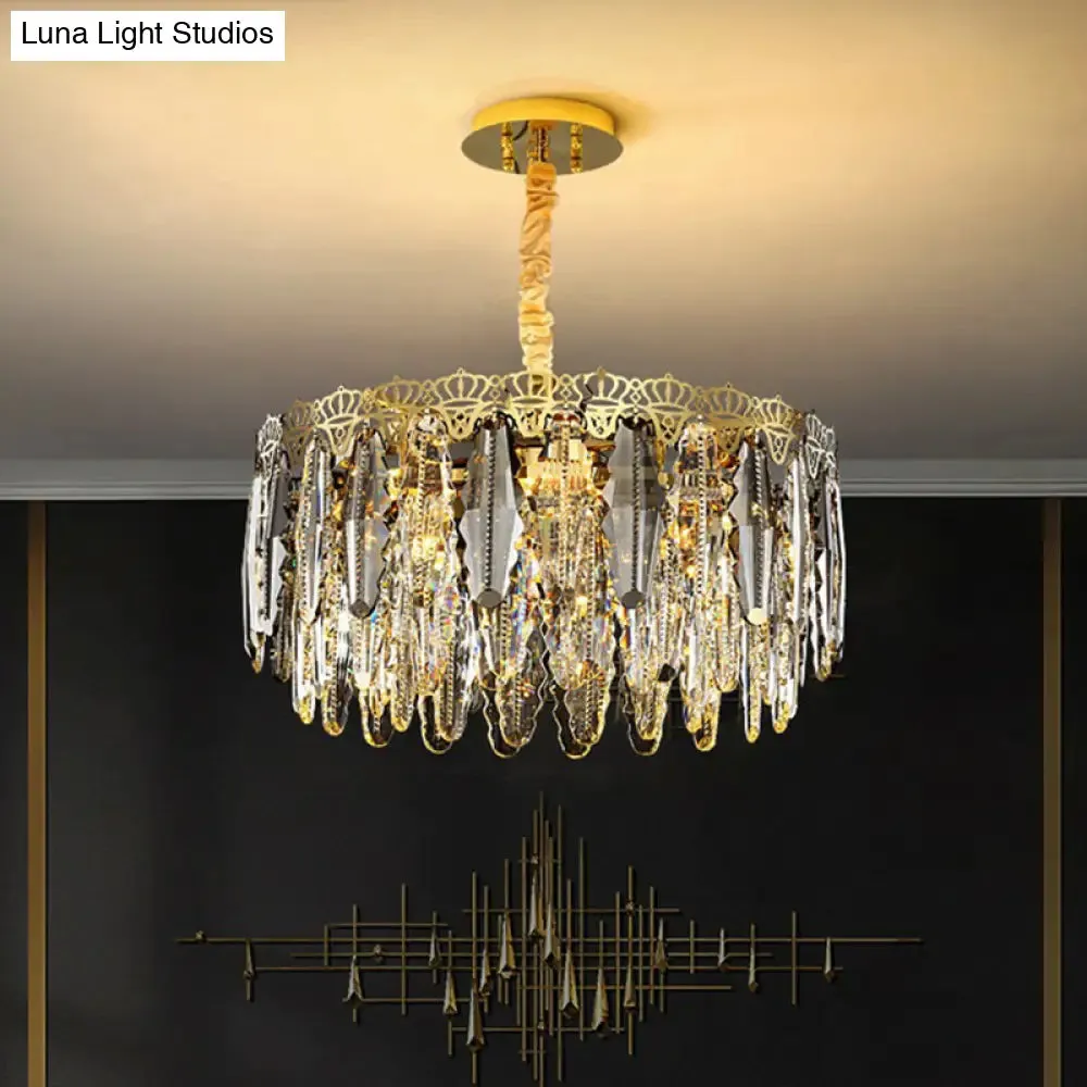 Minimalist Crystal Leaf Pendant Light - Elegant Chandelier for Bedroom